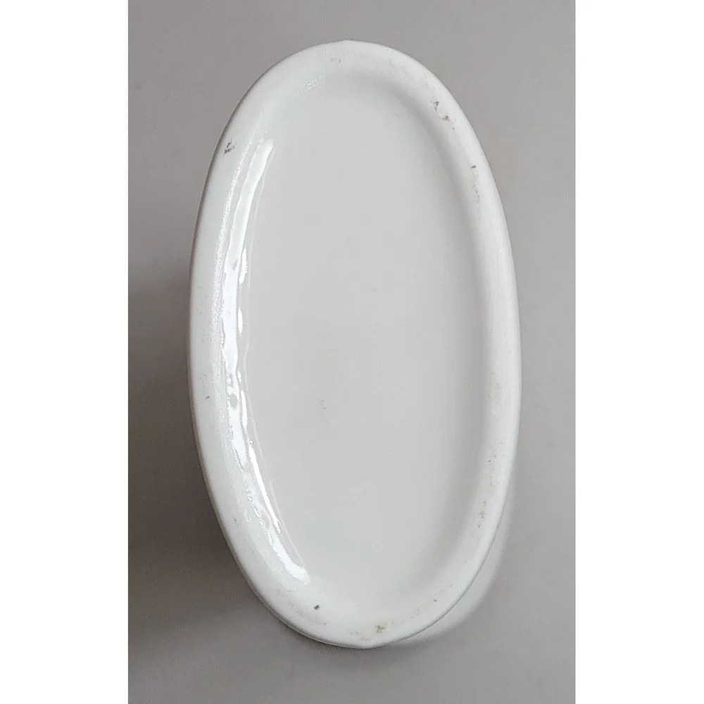 Floral Butterfly Ceramic Vase Flared Gold Rim White Iris Botanical Decor 6.5in